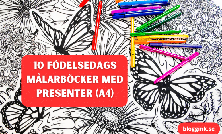 10 födelsedags målarböcker med presenter (A4)