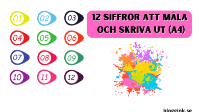 12 siffror att måla och skriva ut (A4)