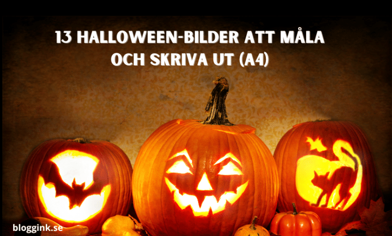 13 Halloween-bilder att måla och skriva ut (A4)...bloggink.se