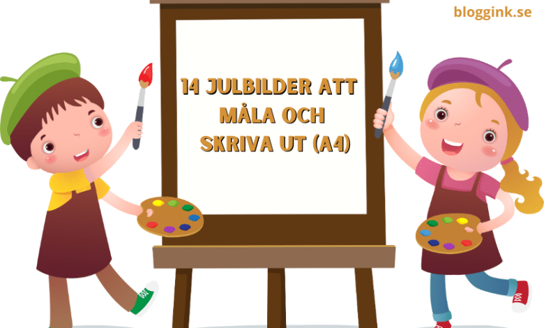 14 julbilder att måla och skriva ut (A4)...bloggink.se