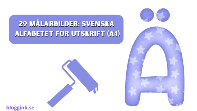 29 Målarbilder Svenska alfabetet för utskrift (A4)